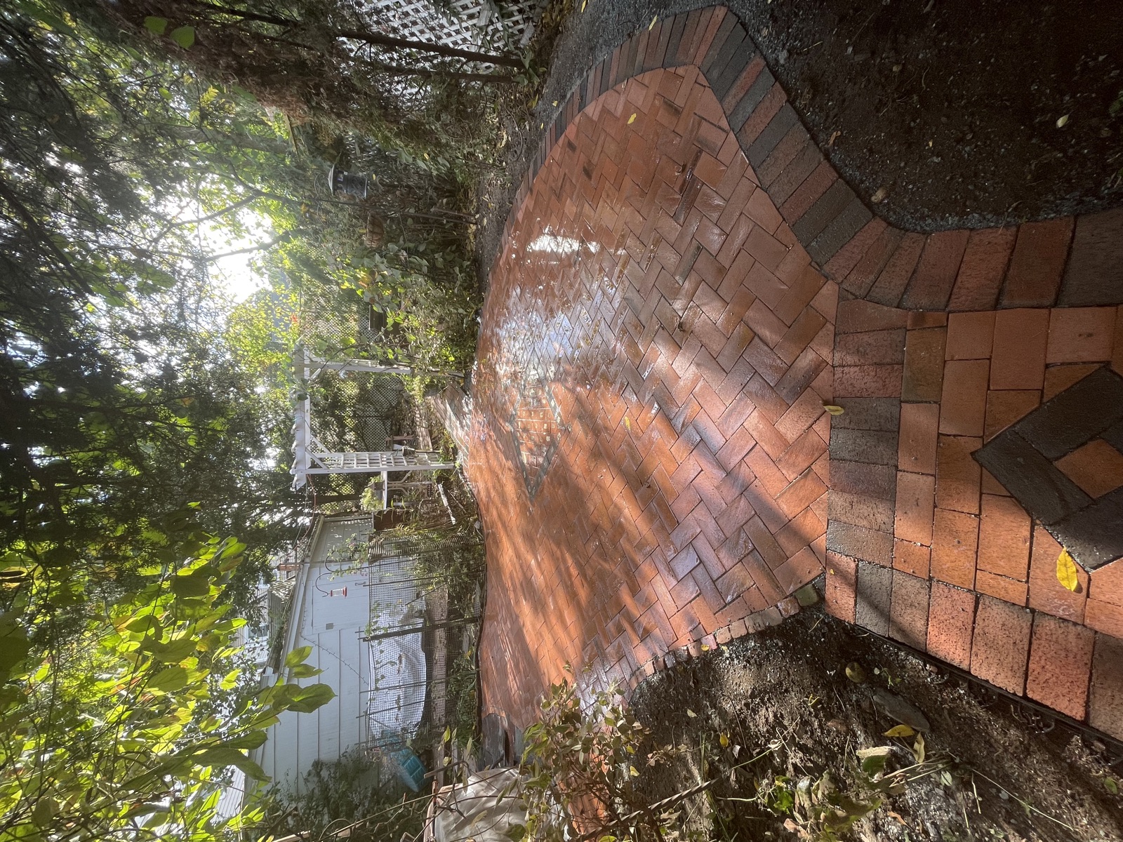 CDK Masonry Curved clay brick paver patio and walkway