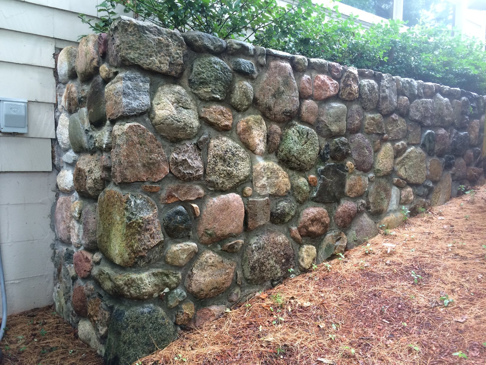 Large River Stone Planting Wall — Mansfield, MA