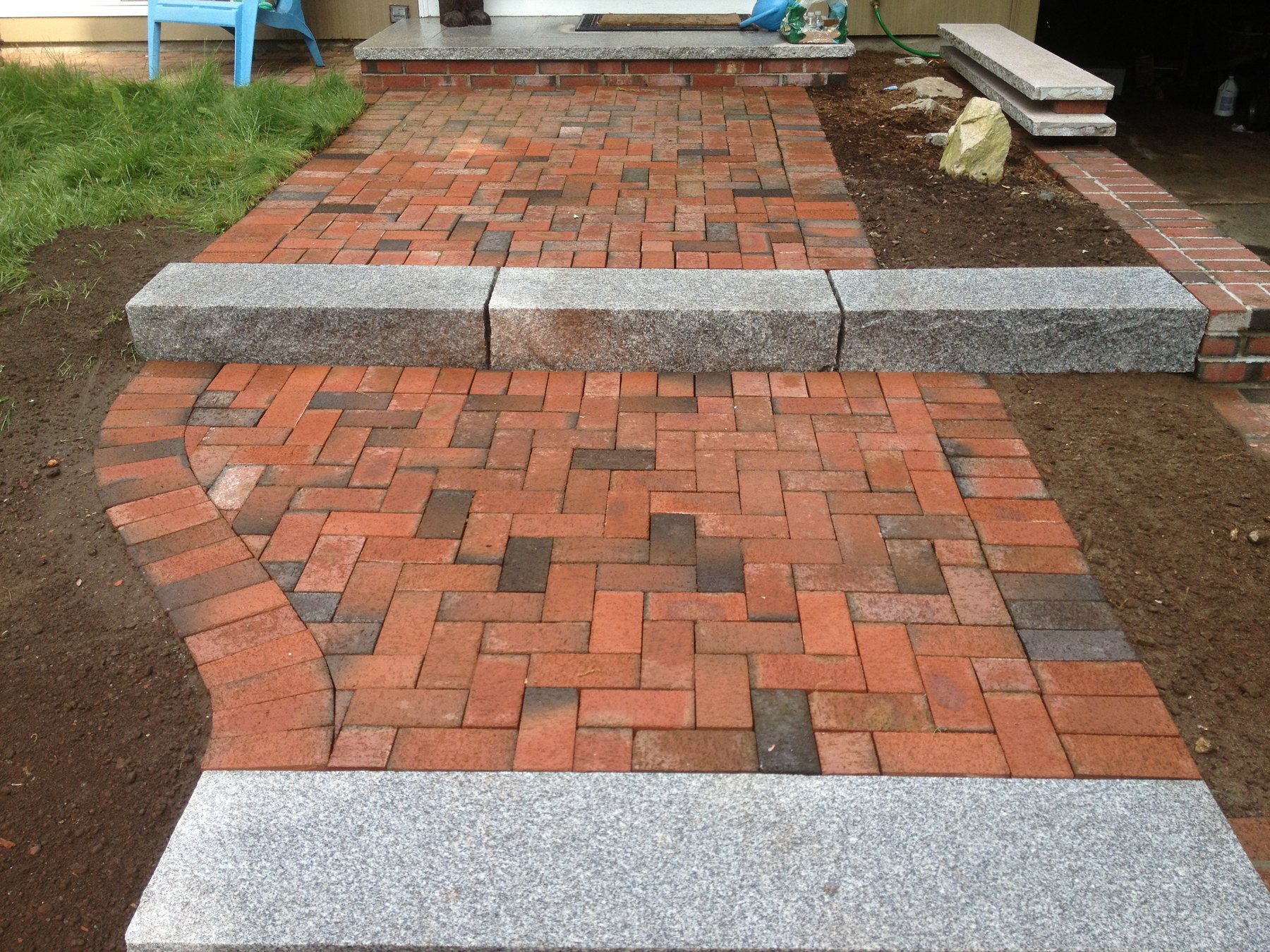 CDK Masonry Clay brick pattern and granite step detail