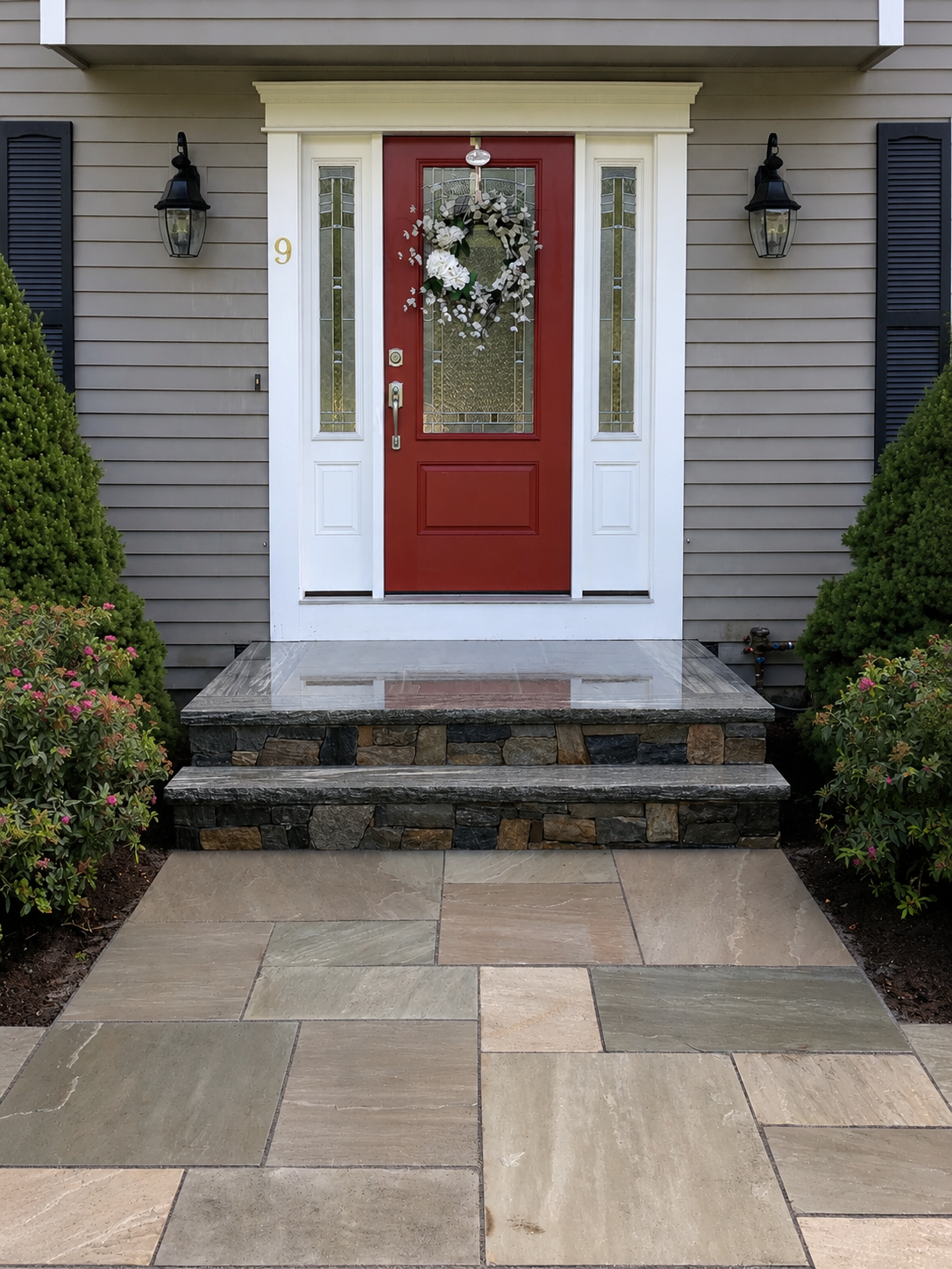 Front entry masonry steps and walkway by CDK Masonry