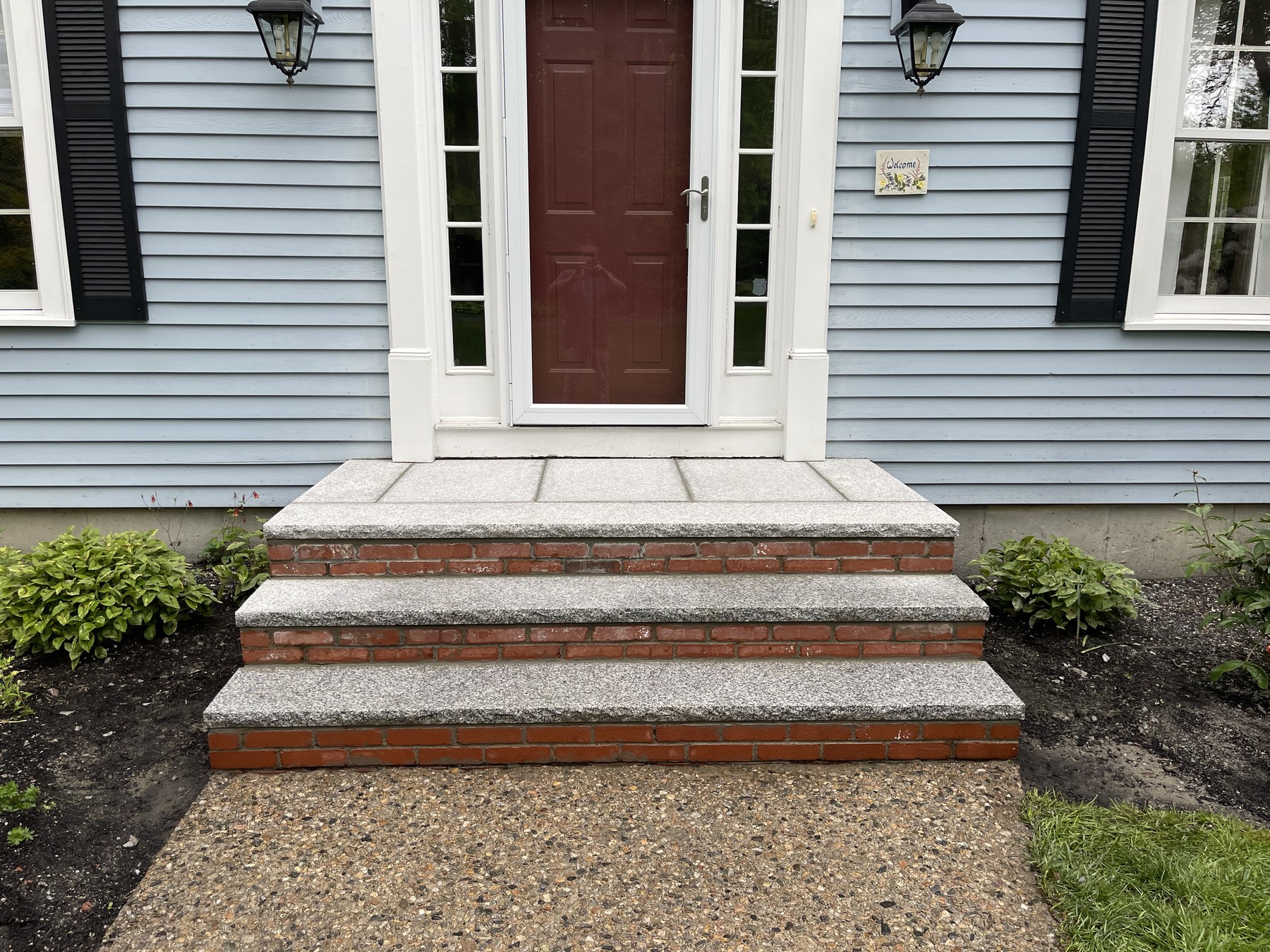Brick Front Step Before & After — Medfield, MA