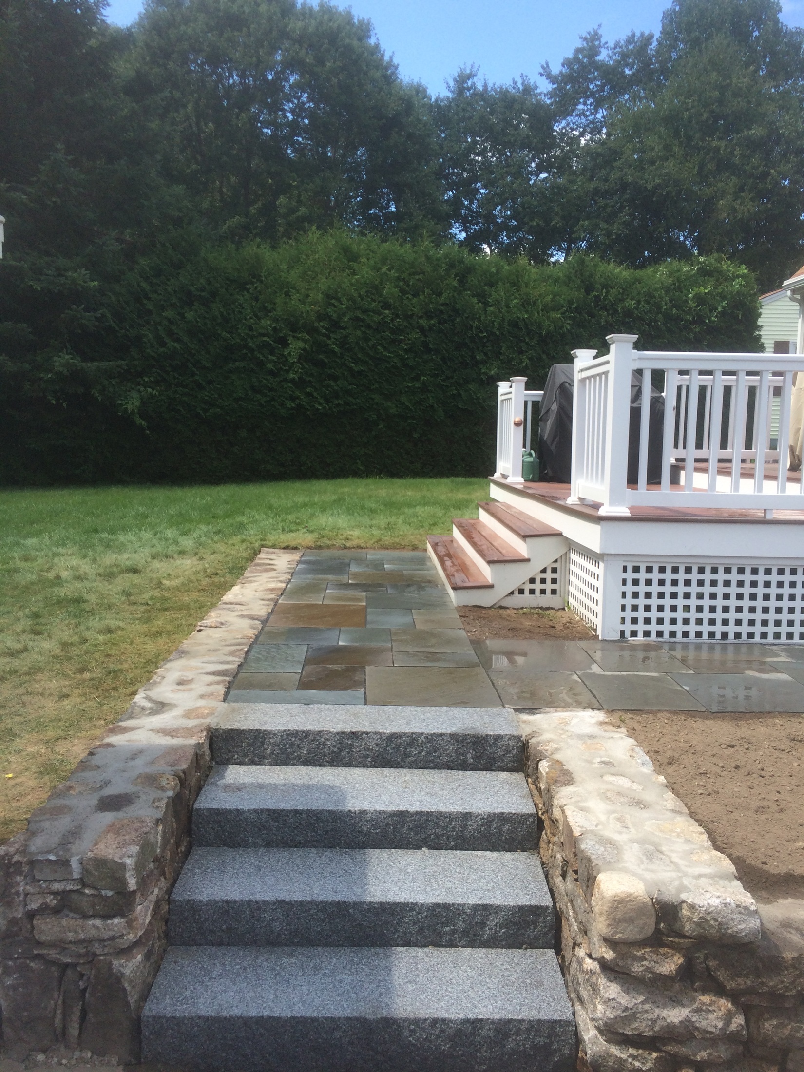 Fieldstone Wall, Granite Steps & Bluestone Walkway — Woonsocket, RI